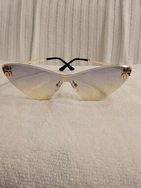 Rimless Gradient Lens Women's Sunglasses - Gold Accent